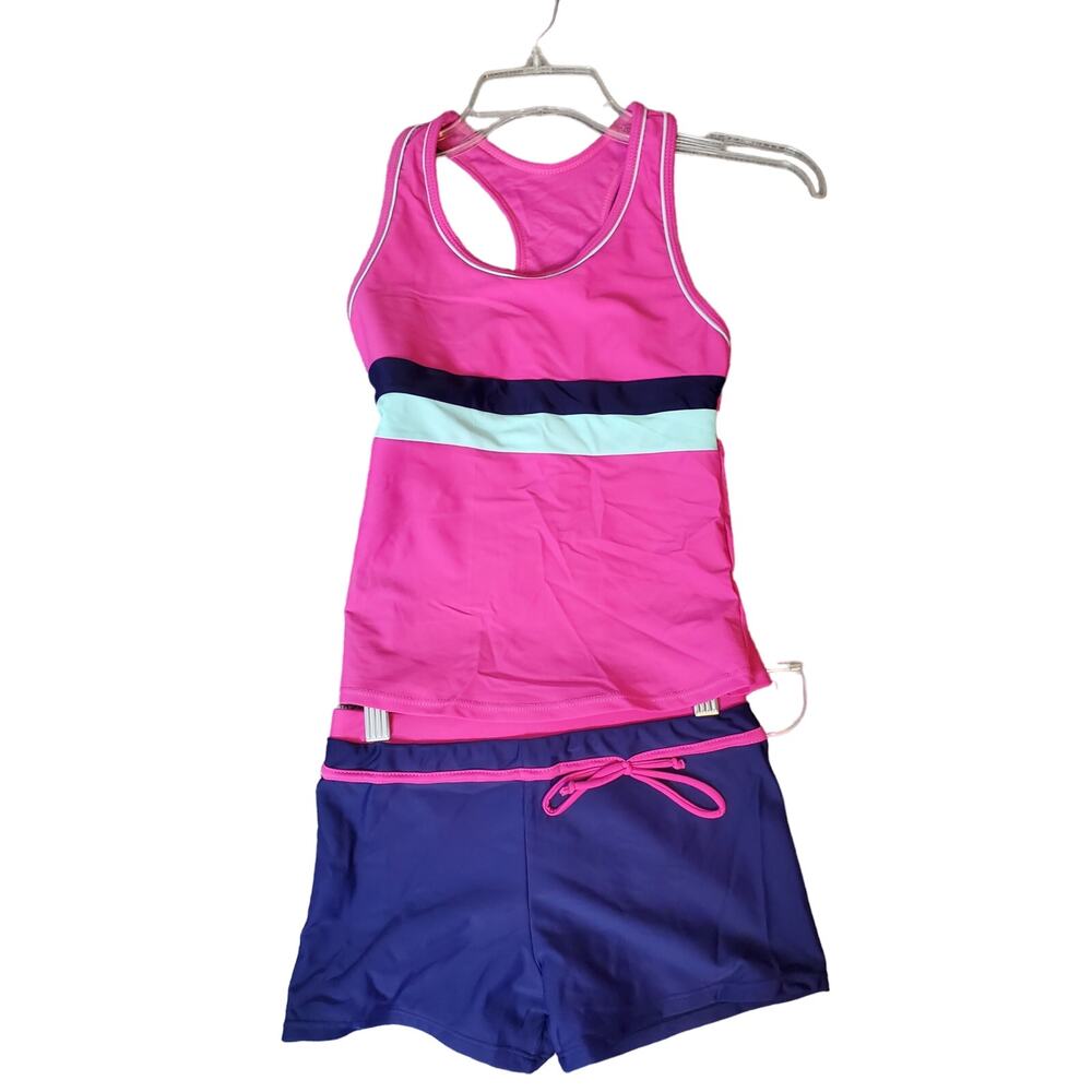 Pink and Blue Racerback Tankini Swimsuit, NWOT, Girls 3XL